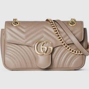 Like New Gucci GG Marmont Medium Taupe Shoulder Bag